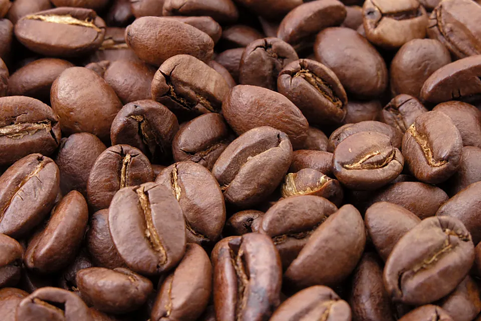 Nærbillede af ristede kaffebønner